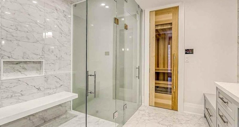 upgraded bathroom with glass shower doors for an elegant and modern look