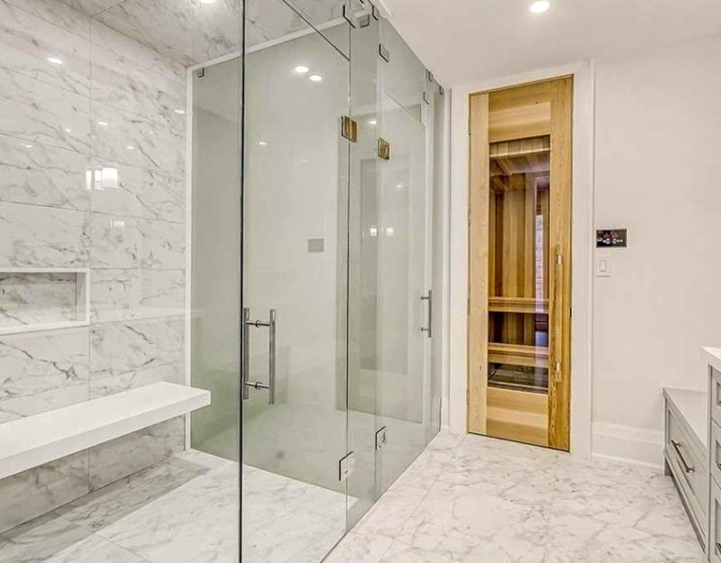 upgraded bathroom with glass shower doors for an elegant and modern look